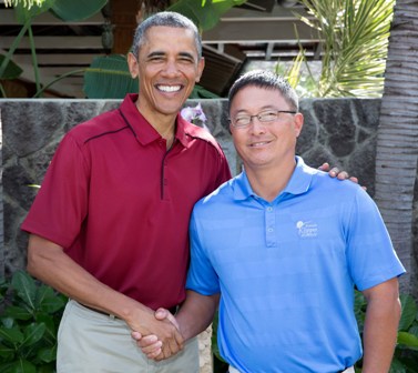 kevin Kashiwai with Barack Obama